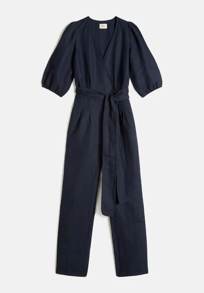 Hush Jumpsuits Women Paloma Puff Sleeve Linen Jumpsuit Dark Navy Hush Jumpsuits Women Paloma Puff Sleeve Linen Jumpsuit Dark Navy
