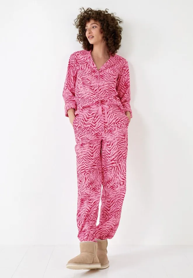Hush Pyjamas and Nightwear Women Elsa Printed Cotton Pyjamas Tiger Mark Pink