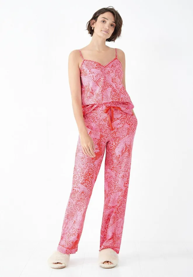 Hush Pyjamas and Nightwear Women Isla Printed Cami Pyjamas Hidden Leopard Orangepink