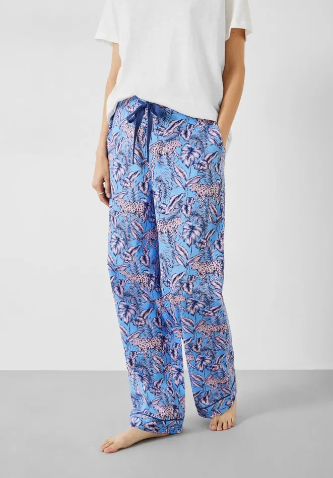 Hush Pyjamas and Nightwear Women Isla Printed Cotton PJ Trousers Jungle Leopard Pinkblue Hush Pyjamas and Nightwear Women Isla Printed Cotton PJ Trousers Jungle Leopard Pinkblue