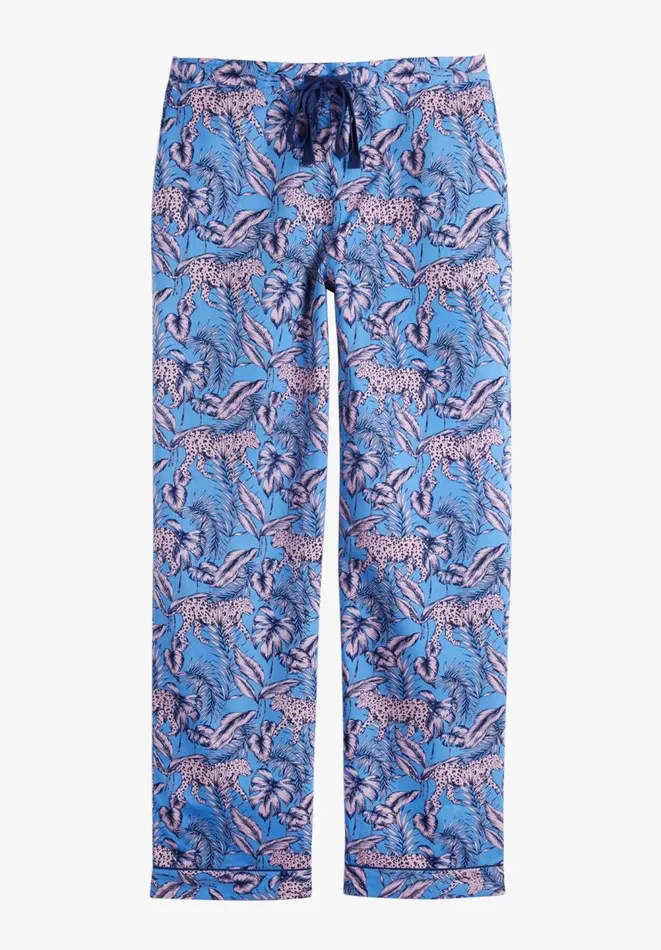 Hush Pyjamas and Nightwear Women Isla Printed Cotton PJ Trousers Jungle Leopard Pinkblue Hush Pyjamas and Nightwear Women Isla Printed Cotton PJ Trousers Jungle Leopard Pinkblue