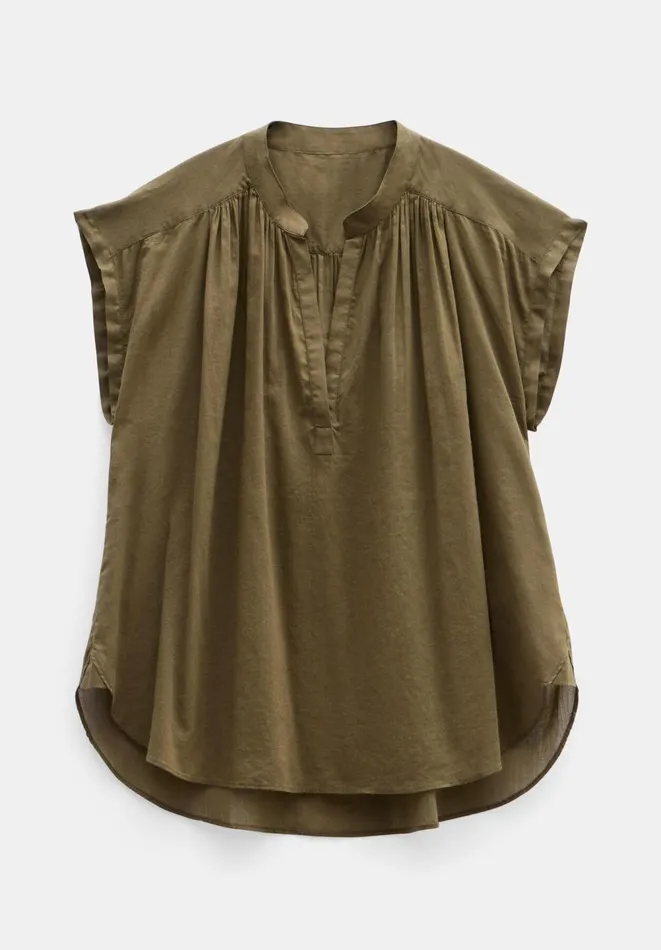 Hush Shirts and Blouses Women Viola Sleeveless Cotton Shirt Olive Hush Shirts and Blouses Women Viola Sleeveless Cotton Shirt Olive