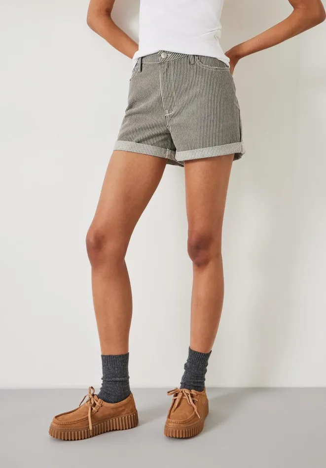 Hush Shorts Women Amalia Stripe Denim Shorts Dark Olive