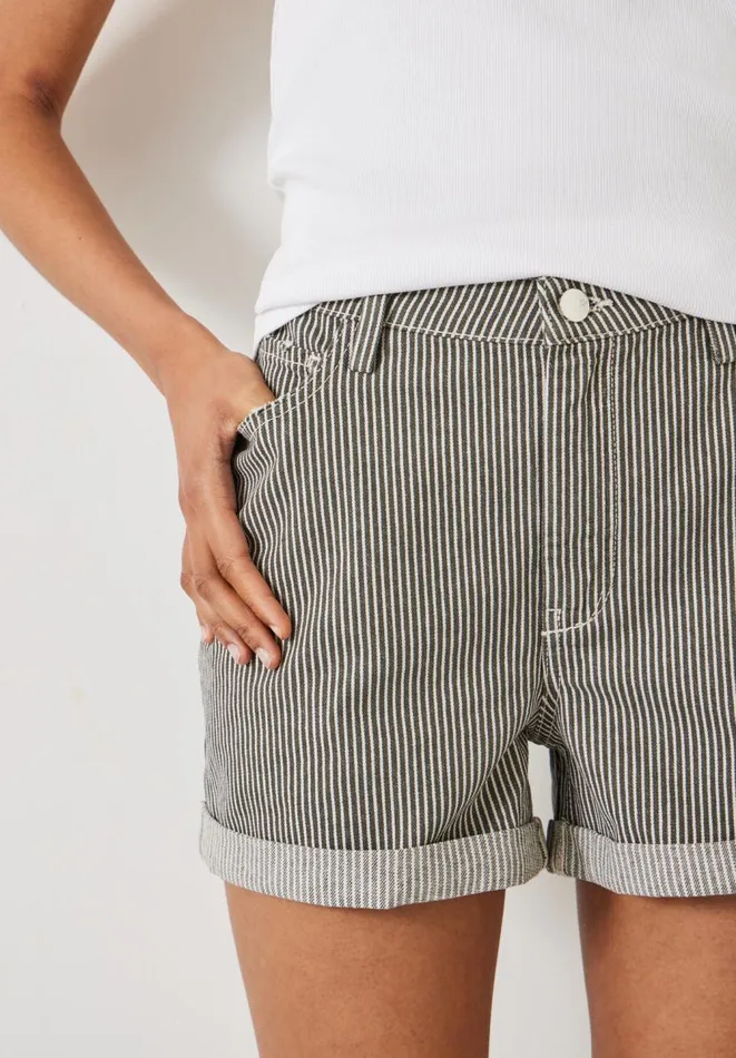 Hush Shorts Women Amalia Stripe Denim Shorts Dark Olive