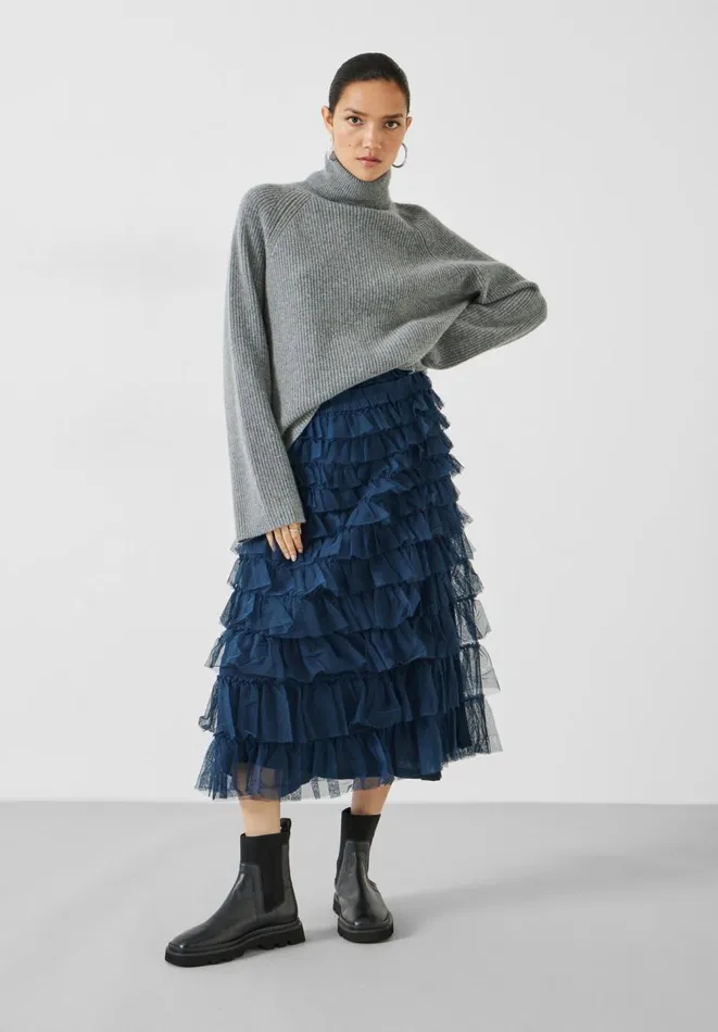 Hush Skirts Women Florence Ruffle Jersey Skirt Deep Teal