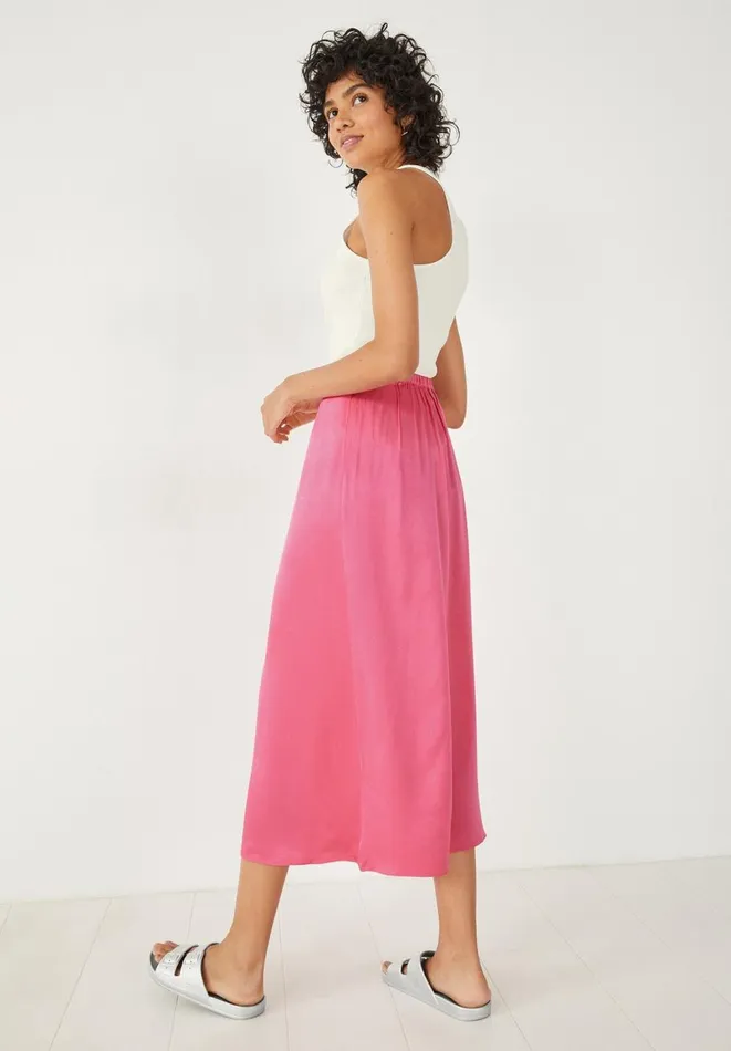 Hush Skirts Women Marisa Satin Midi Skirt Bright Pink