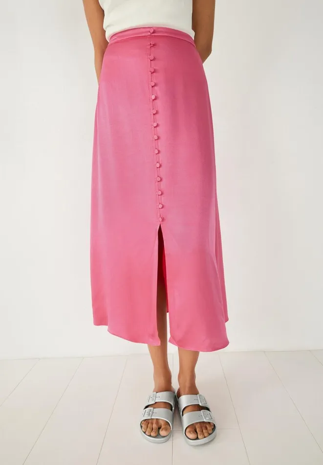 Hush Skirts Women Marisa Satin Midi Skirt Bright Pink