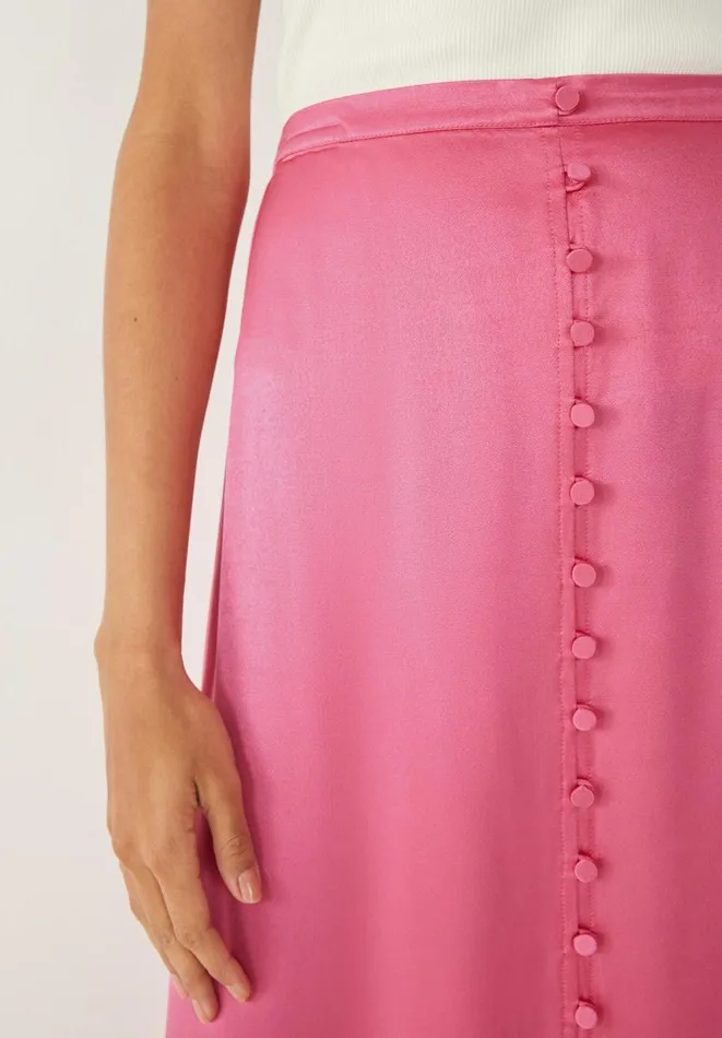 Hush Skirts Women Marisa Satin Midi Skirt Bright Pink