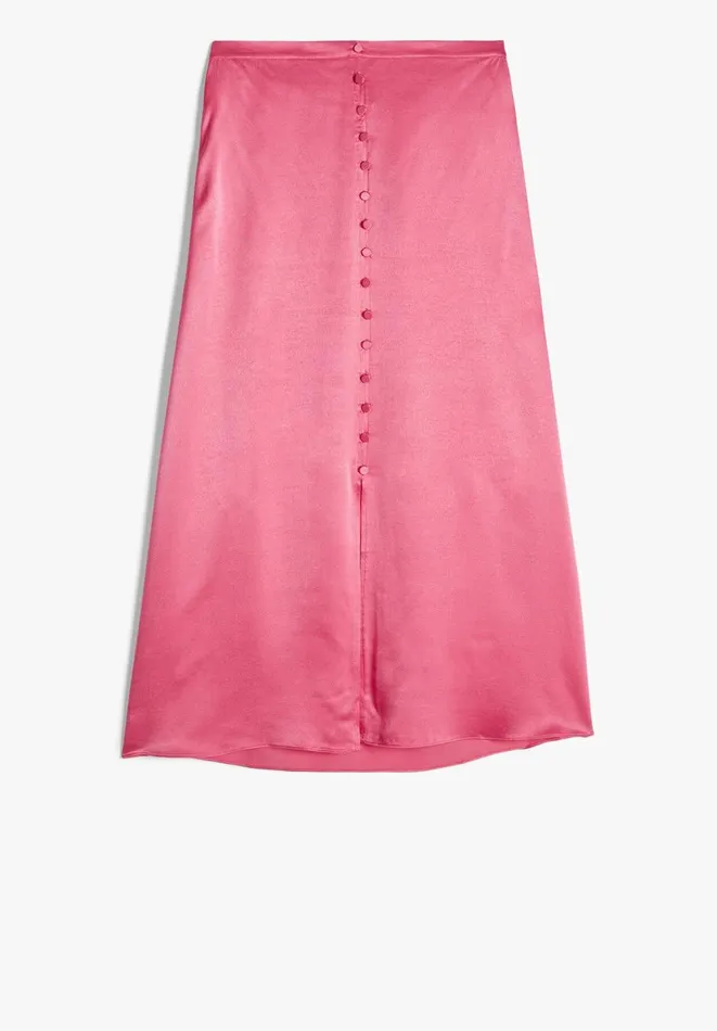 Hush Skirts Women Marisa Satin Midi Skirt Bright Pink