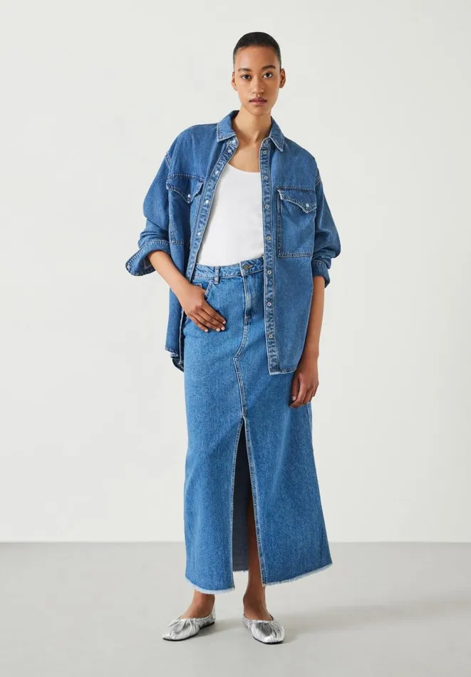 Hush Skirts Women Rachelle Denim Maxi Skirt Mid Authentic Blue
