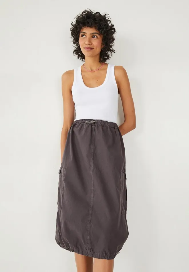 Hush Skirts Women Raquel Midi Cargo Skirt Washed Black