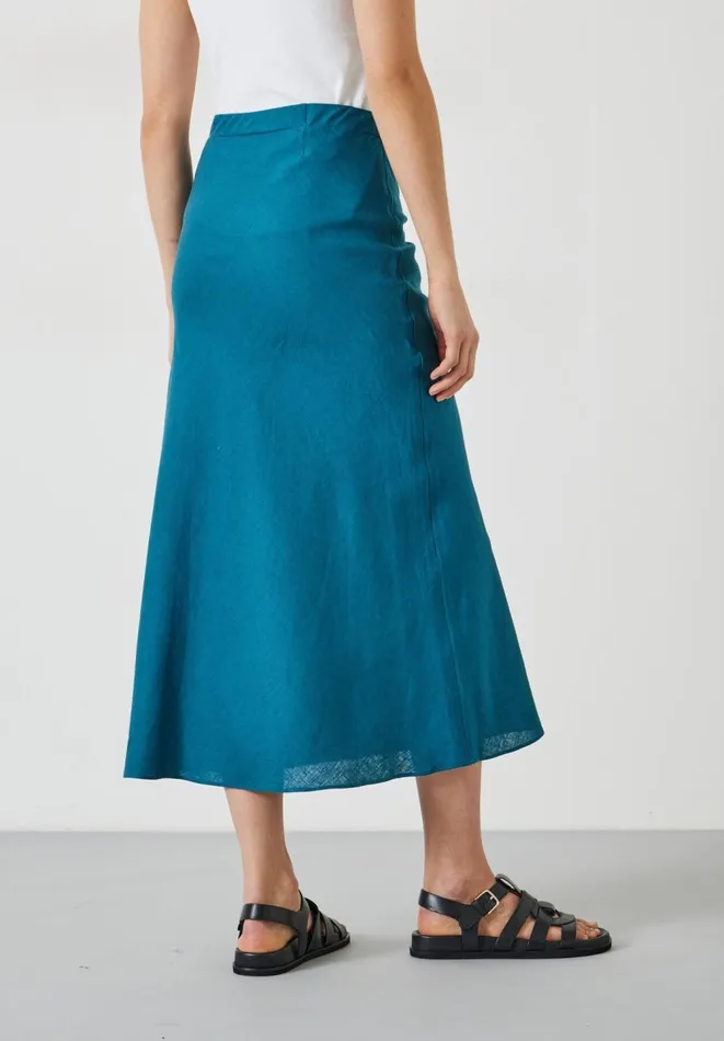 Hush Skirts Women Simone Linen Midi Skirt Teal Hush Skirts Women Simone Linen Midi Skirt Teal