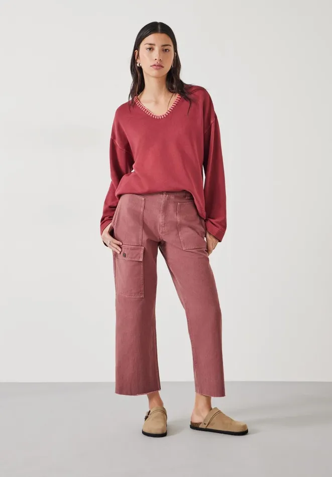 Hush Sweatshirts and Hoodies Women Ellison Contrast Stitch Sweatshirt Rose Red Hush Sweatshirts and Hoodies Women Ellison Contrast Stitch Sweatshirt Rose Red