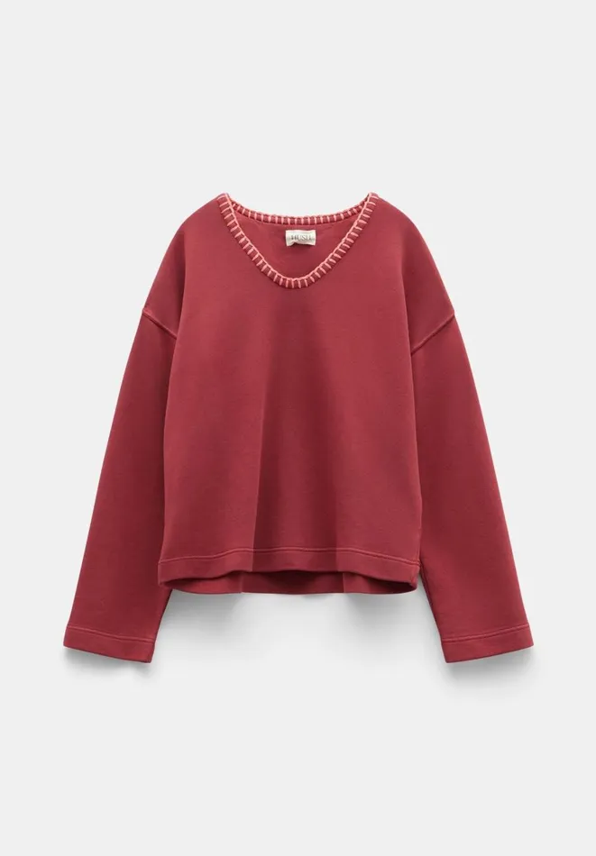 Hush Sweatshirts and Hoodies Women Ellison Contrast Stitch Sweatshirt Rose Red Hush Sweatshirts and Hoodies Women Ellison Contrast Stitch Sweatshirt Rose Red