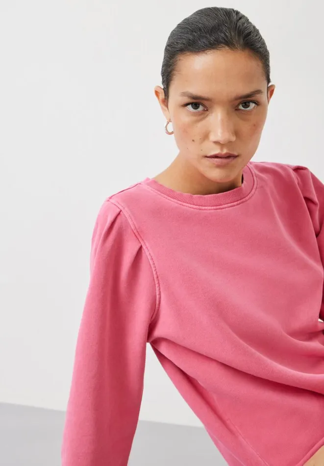 Hush Sweatshirts and Hoodies Women Minerva Pleat Sleeve Sweatshirt Bright Pink Hush Sweatshirts and Hoodies Women Minerva Pleat Sleeve Sweatshirt Bright Pink