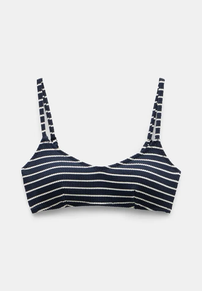 Hush Swimwear and Beachwear Women Cassidy Stripe Rib Bikini Top Navywhite Stripe