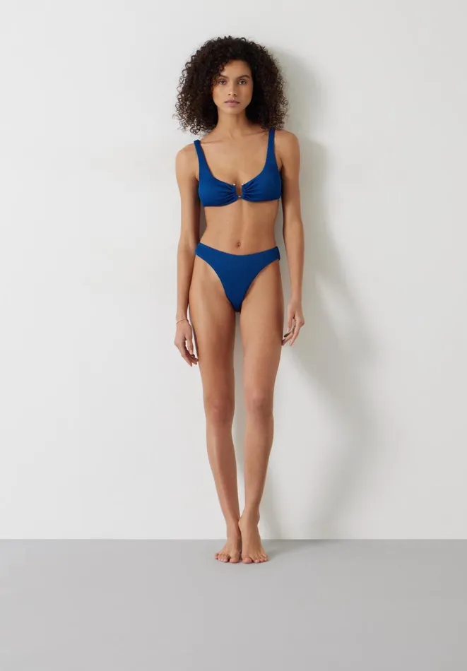 Hush Swimwear and Beachwear Women Heidi High Leg Rib Bikini Bottoms Petrol