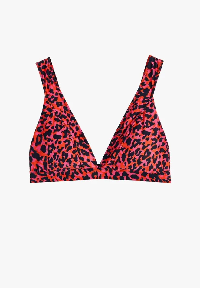 Hush Swimwear and Beachwear Women Wide Strap Bikini Top Orangepink Leopard