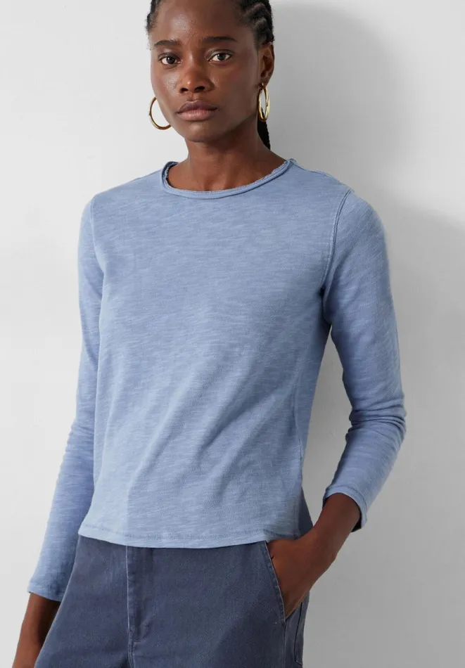 Hush Tops and Tshirts Women Addison Cotton Crew Neck Top Dusty Blue