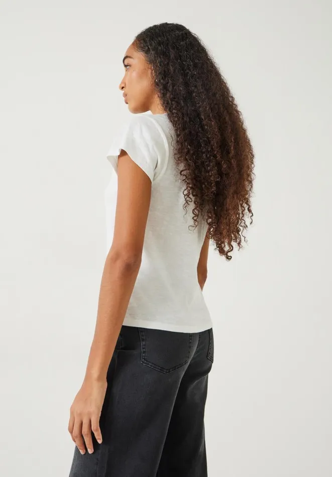 Hush Tops and Tshirts Women Ava Fitted Cotton Slub TShirt White