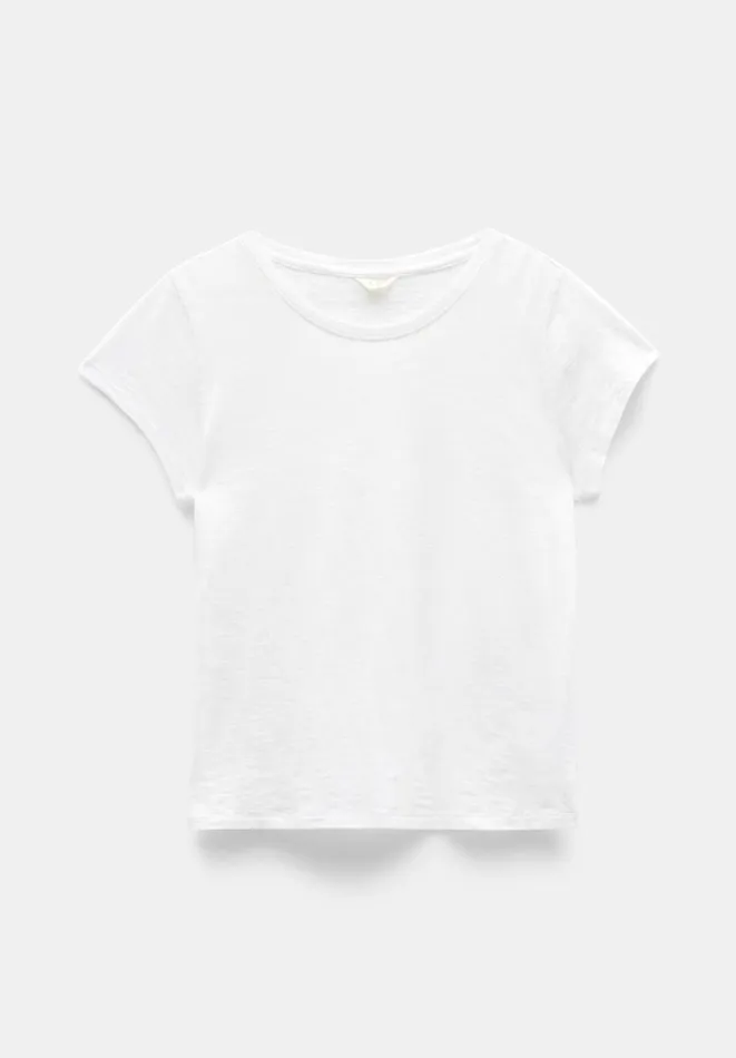 Hush Tops and Tshirts Women Ava Fitted Cotton Slub TShirt White