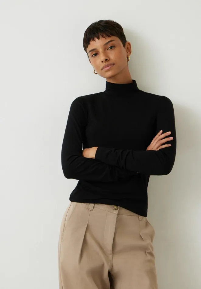 Hush Tops and Tshirts Women Cara Roll Neck Top Black