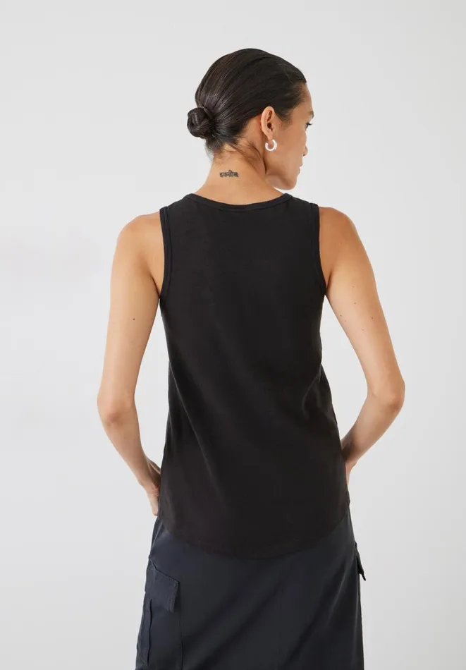 Hush Tops and Tshirts Women Cotton Slub Tank Top Black