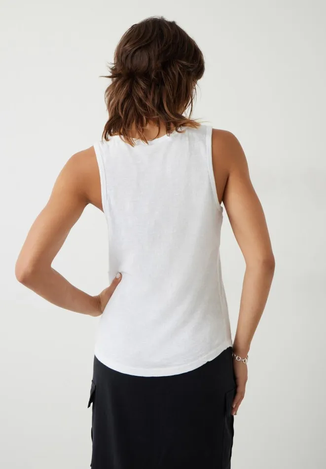 Hush Tops and Tshirts Women Cotton Slub Tank Top White Hush Tops and Tshirts Women Cotton Slub Tank Top White