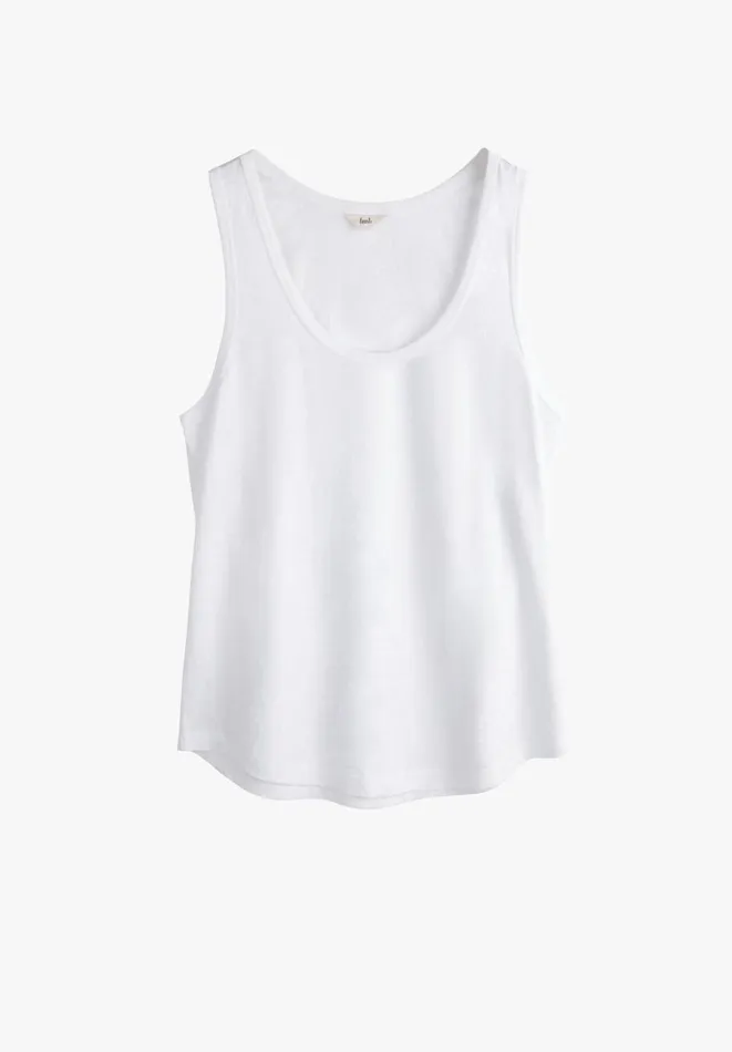 Hush Tops and Tshirts Women Cotton Slub Tank Top White Hush Tops and Tshirts Women Cotton Slub Tank Top White