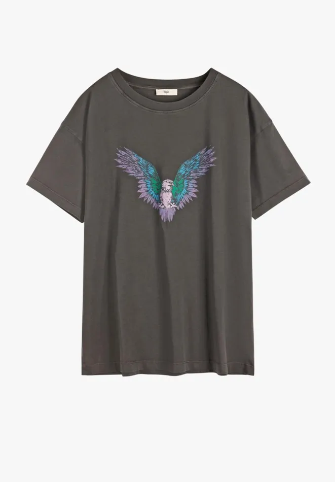 Hush Tops and Tshirts Women Eagle Graphic Boyfriend TShirt Washed Black Hush Tops and Tshirts Women Eagle Graphic Boyfriend TShirt Washed Black