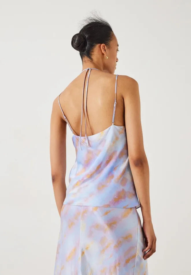 Hush Tops and Tshirts Women Ella Satin Cami Tie Dye Pastel Hush Tops and Tshirts Women Ella Satin Cami Tie Dye Pastel