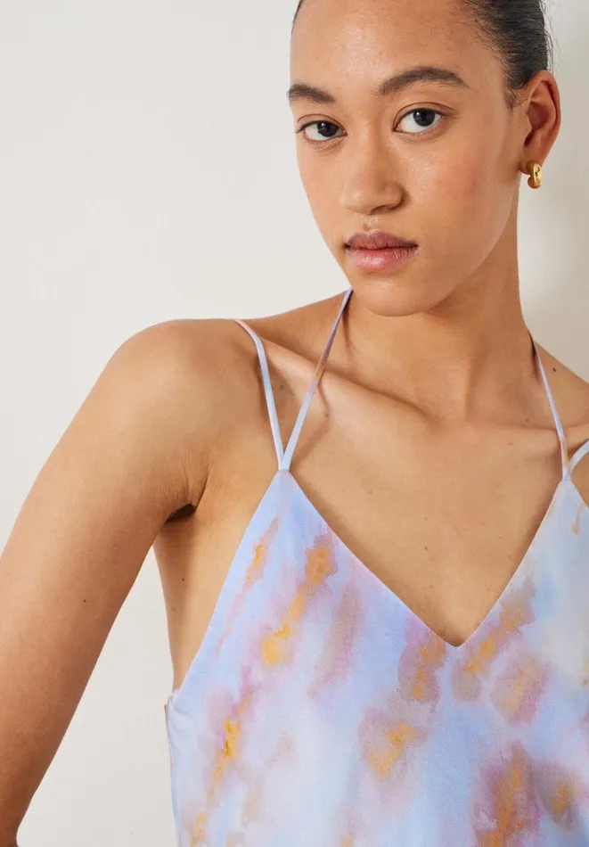 Hush Tops and Tshirts Women Ella Satin Cami Tie Dye Pastel Hush Tops and Tshirts Women Ella Satin Cami Tie Dye Pastel
