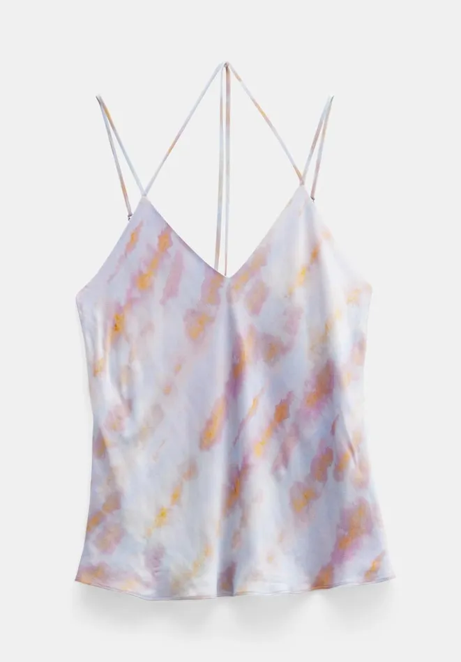Hush Tops and Tshirts Women Ella Satin Cami Tie Dye Pastel Hush Tops and Tshirts Women Ella Satin Cami Tie Dye Pastel