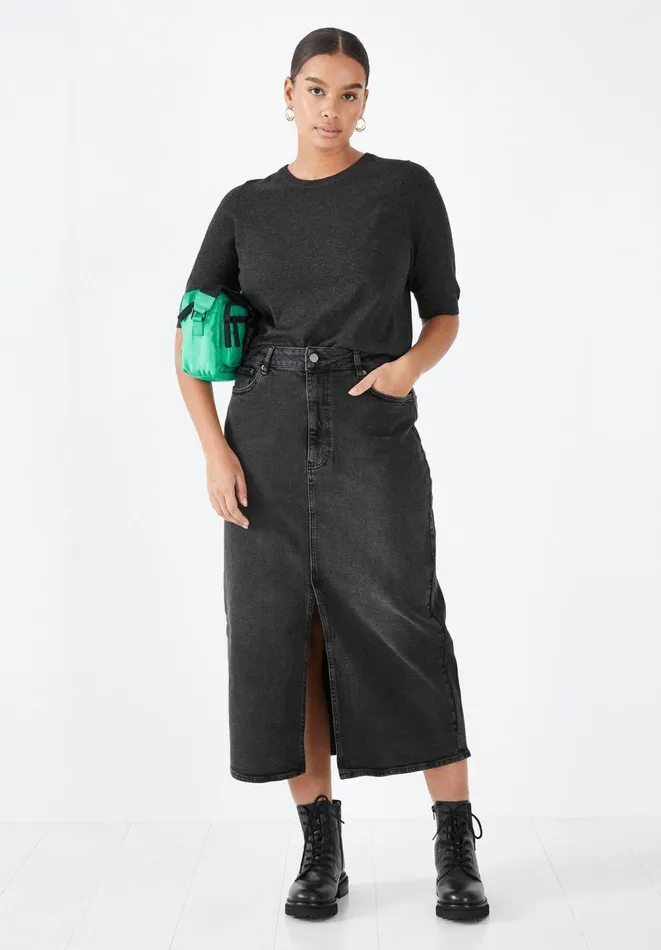 Hush Tops and Tshirts Women Frances Knitted Tee Charcoal Marl