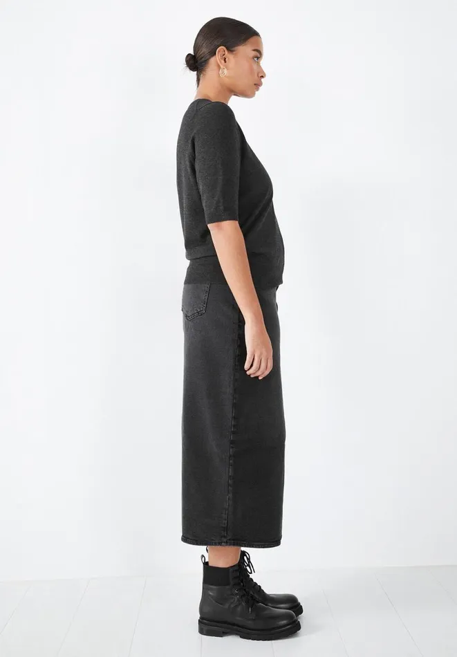 Hush Tops and Tshirts Women Frances Knitted Tee Charcoal Marl