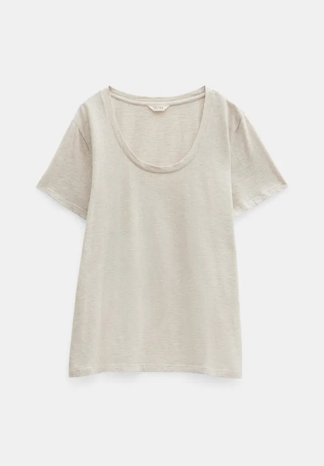 Hush Tops and Tshirts Women Hari Scoop Neck Cotton Slub TShirt Oatmeal Marl Hush Tops and Tshirts Women Hari Scoop Neck Cotton Slub TShirt Oatmeal Marl