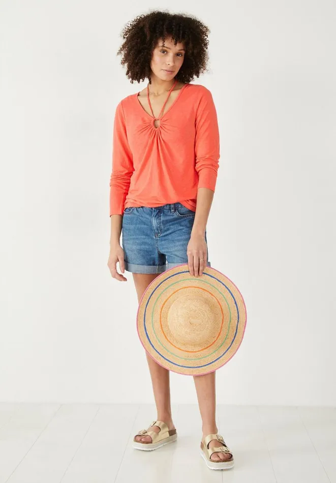 Hush Tops and Tshirts Women Joceline Linen Strappy Top Orange