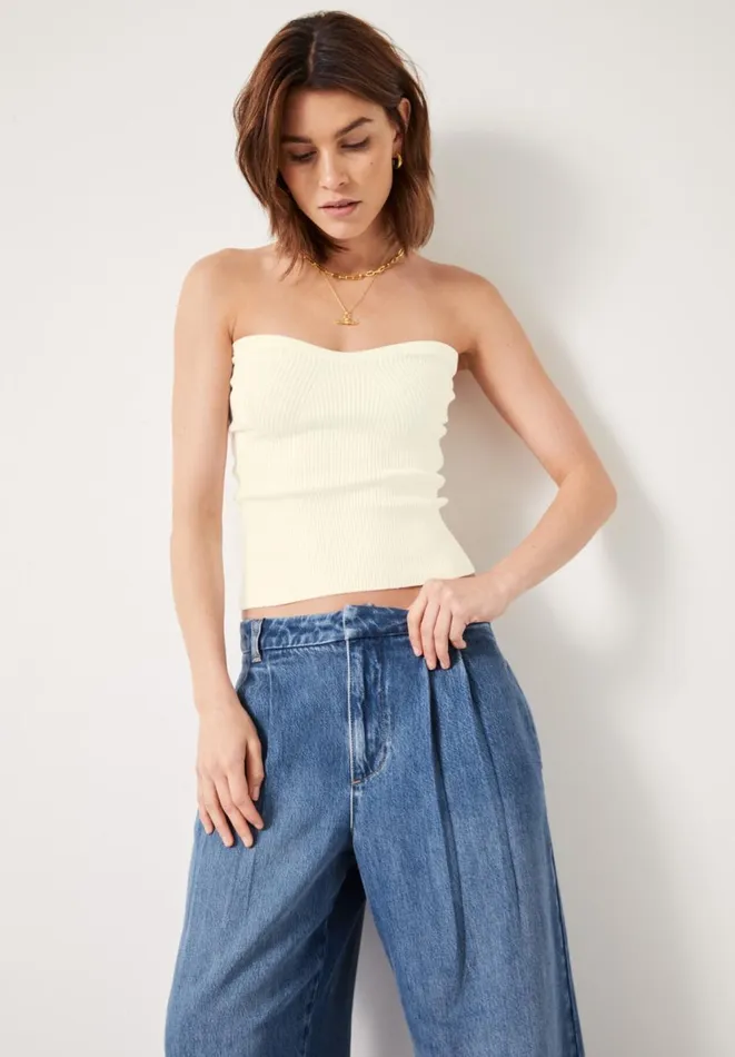 Hush Tops and Tshirts Women Kyrah Knitted Bandeau Top Soft White