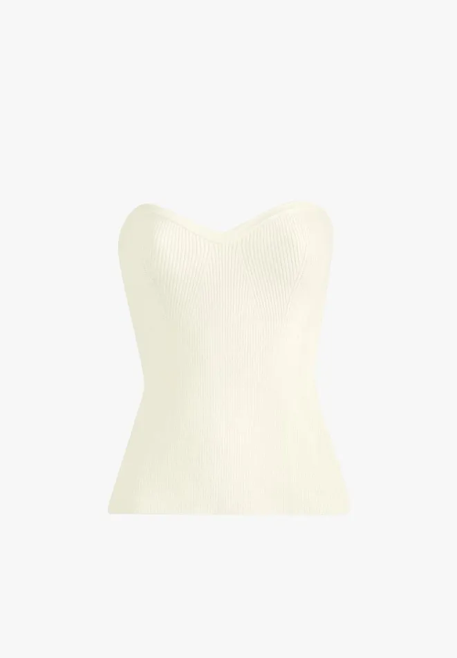 Hush Tops and Tshirts Women Kyrah Knitted Bandeau Top Soft White Hush Tops and Tshirts Women Kyrah Knitted Bandeau Top Soft White