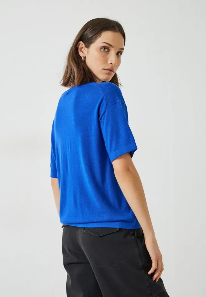 Hush Tops and Tshirts Women Linzy Wool Blend TShirt Bright Blue Hush Tops and Tshirts Women Linzy Wool Blend TShirt Bright Blue