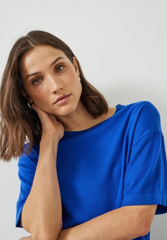 Hush Tops and Tshirts Women Linzy Wool Blend TShirt Bright Blue Hush Tops and Tshirts Women Linzy Wool Blend TShirt Bright Blue