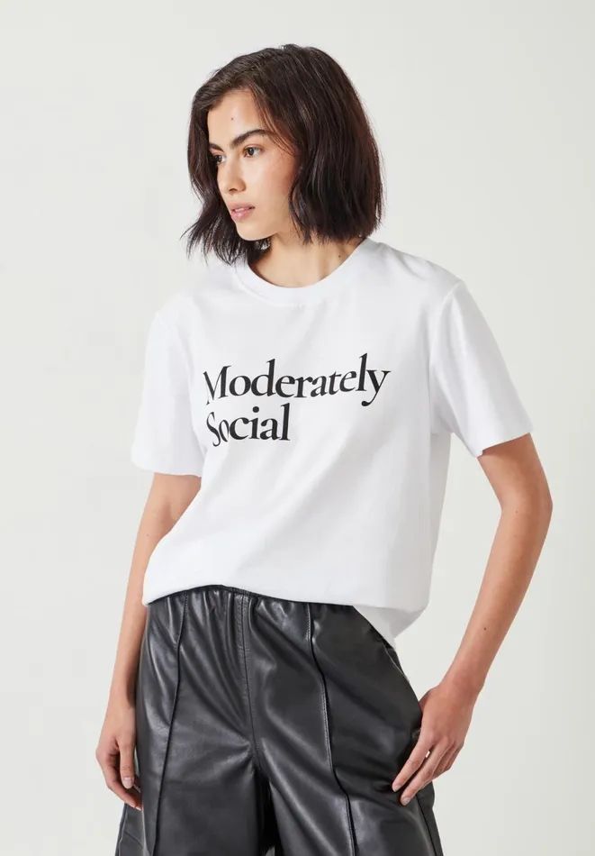 Hush Tops and Tshirts Women Moderately Social Graphic TShirt White