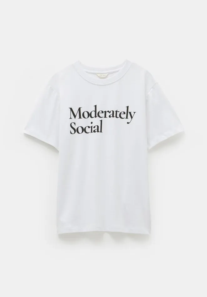 Hush Tops and Tshirts Women Moderately Social Graphic TShirt White Hush Tops and Tshirts Women Moderately Social Graphic TShirt White