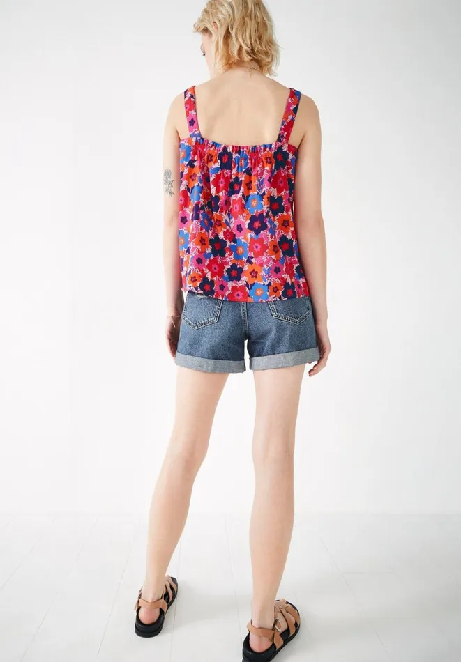 Hush Tops and Tshirts Women Poppy Strappy Top Retro Floral Pinks