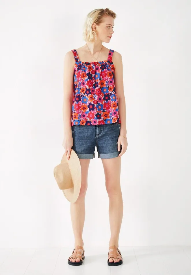 Hush Tops and Tshirts Women Poppy Strappy Top Retro Floral Pinks
