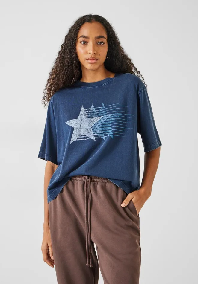 Hush Tops and Tshirts Women Ruby Relaxed Star TShirt Dark Navy