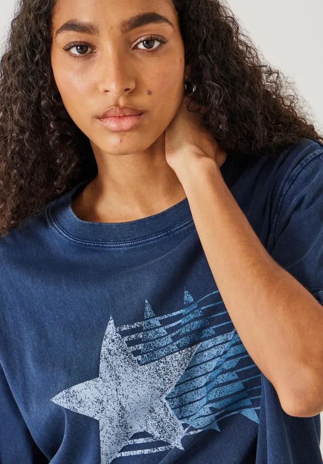 Hush Tops and Tshirts Women Ruby Relaxed Star TShirt Dark Navy