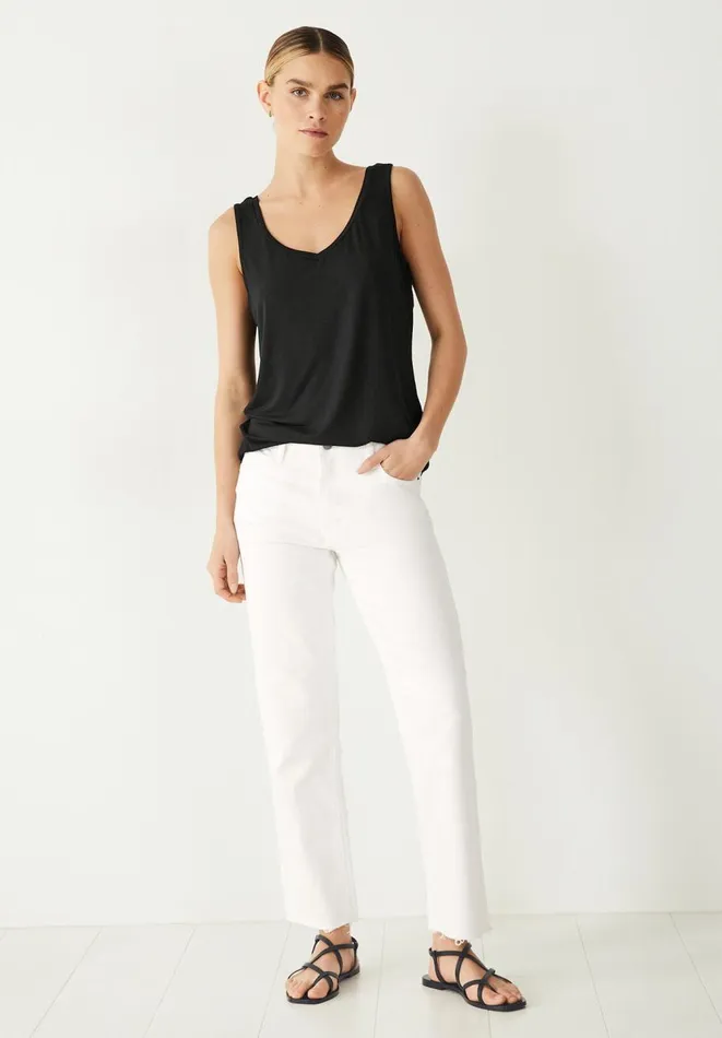 Hush Tops and Tshirts Women Sally VNeck Jersey Vest Top Black