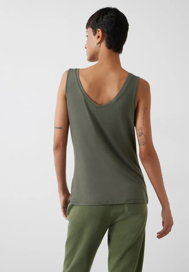 Hush Tops and Tshirts Women Sally VNeck Jersey Vest Top Khaki
