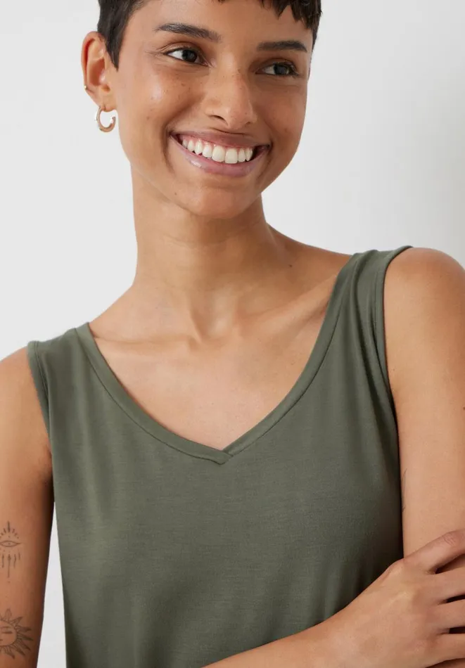 Hush Tops and Tshirts Women Sally VNeck Jersey Vest Top Khaki